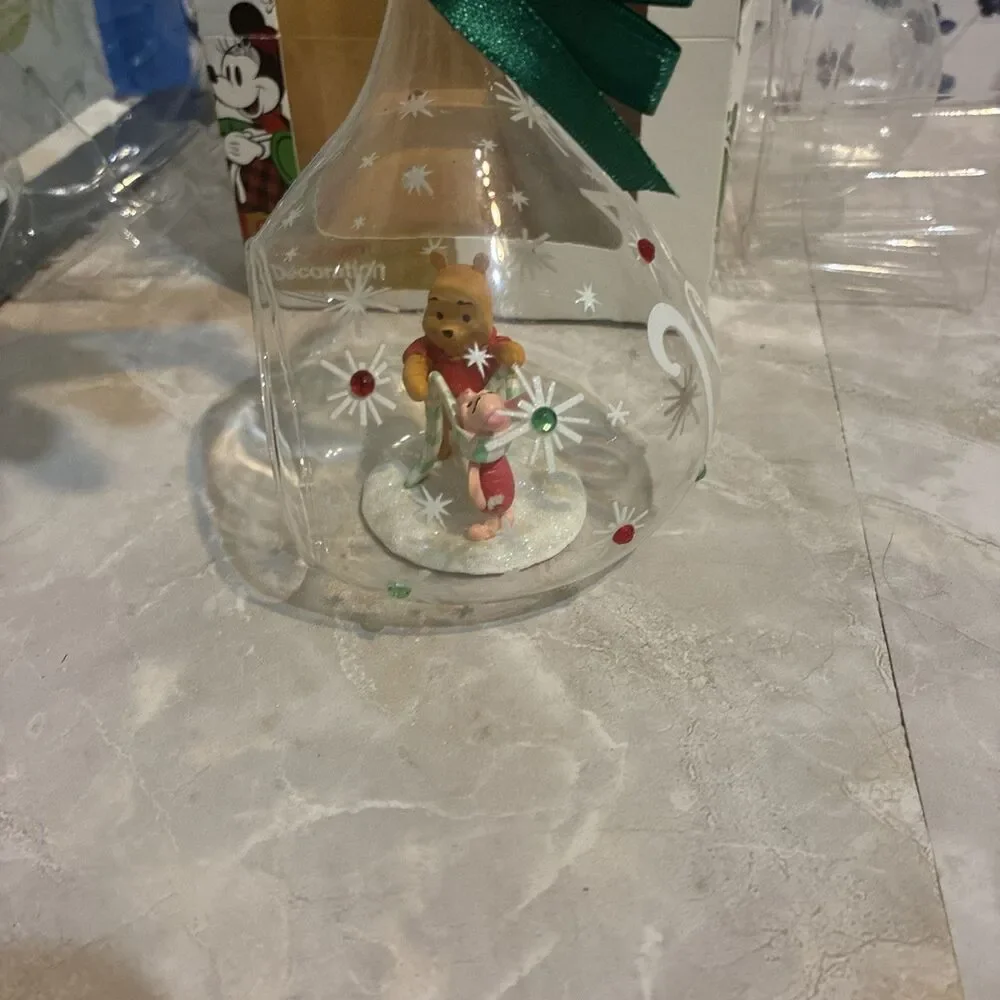 Disney Store Sketchbook Disney Winnie the Pooh & Piglet Glass Holiday Ornament